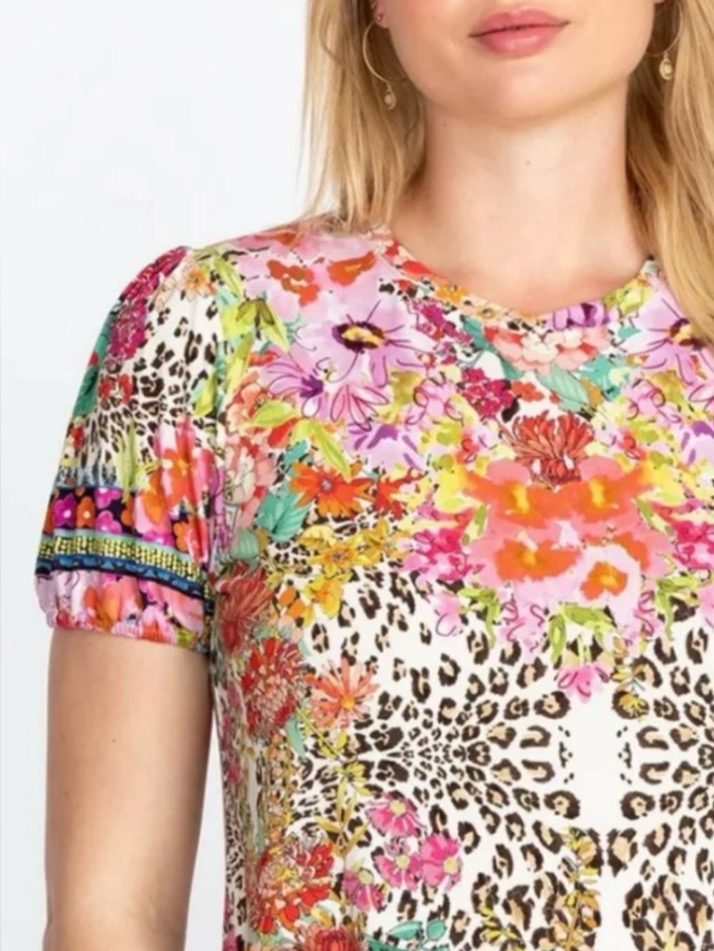 Johnny Was Puff Sleeve Tee in Wild Garden. Size XXL. EUC. - Picture 5 of 15